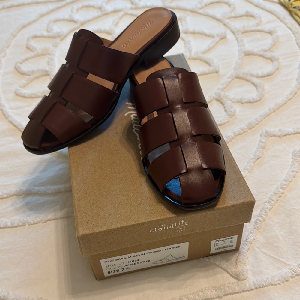 Madewell Brown Leather Mules